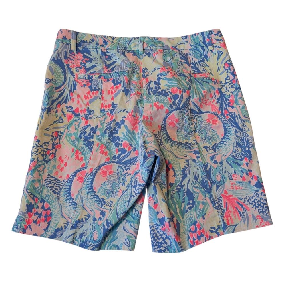 Lilly Pulitzer Carmel Bermuda Shorts Womens 6 Blue Pink Mermaid Stretch Golf